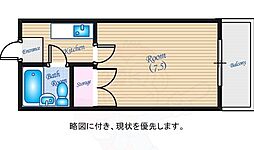 ベルメゾン大芝 4階1Kの間取り