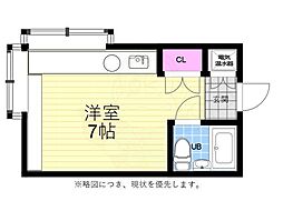 グリーンハイム ワンルームの間取図画像