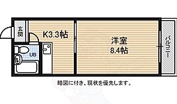 コーポ舟入南 4階1Kの間取り