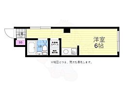 シャルム舟入2 2階ワンルームの間取り