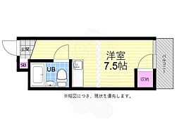 広島電鉄8系統 別院前駅 徒歩14分の賃貸マンション 4階ワンルームの間取り