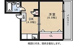 ロフト24 4階1Kの間取り