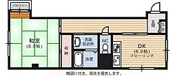 広島電鉄2系統 立町駅 徒歩6分の賃貸マンション 4階1DKの間取り