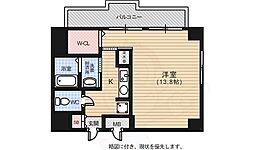 広島電鉄1系統 市役所前駅 徒歩7分の賃貸マンション 11階1Kの間取り