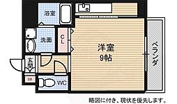 広島電鉄2系統 稲荷町駅 徒歩5分の賃貸マンション 8階ワンルームの間取り