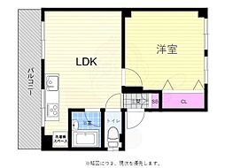 広島電鉄6系統 舟入本町駅 徒歩8分の賃貸マンション 2階1LDKの間取り