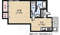 森脇アパート 2階1DKの間取り