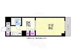 JR山陽本線 横川駅 徒歩6分の賃貸マンション 8階1DKの間取り