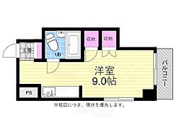 広島電鉄1系統 日赤病院前駅 徒歩10分の賃貸マンション 4階ワンルームの間取り