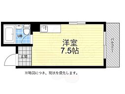 メゾンキモト 2階ワンルームの間取り