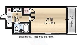 アメニティ段原南 3階1Kの間取り