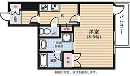 広島電鉄1系統 中電前駅 徒歩9分の賃貸マンション 5階1Kの間取り