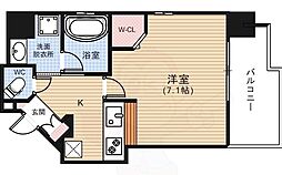 ルービンス宇品西 9階1Kの間取り