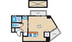 広島電鉄1系統 御幸橋駅 徒歩5分の賃貸マンション 1階ワンルームの間取り