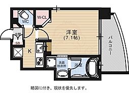 ルービンス宇品西 4階1Kの間取り