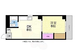 JR山陽本線 横川駅 徒歩3分の賃貸マンション 3階1DKの間取り