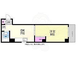 JR山陽本線 横川駅 徒歩3分の賃貸マンション 5階1DKの間取り