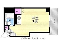 広島電鉄8系統 十日市町駅 徒歩3分の賃貸マンション 2階ワンルームの間取り