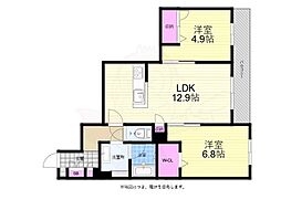 広島高速交通アストラムライン 牛田駅 徒歩9分の賃貸マンション 2階2LDKの間取り