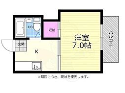 エステート坪井 3階1Kの間取り
