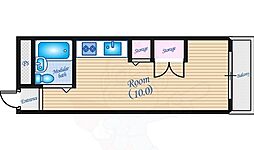 広島電鉄8系統 別院前駅 徒歩8分の賃貸マンション 4階ワンルームの間取り