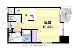 広島電鉄2系統 本川町駅 徒歩2分の賃貸マンション 11階ワンルームの間取り