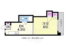 柳川ビル 1DKの間取図画像