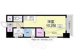 広島電鉄1系統 鷹野橋駅 徒歩3分の賃貸マンション 2階ワンルームの間取り