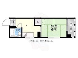 メゾン観音 2階1Kの間取り