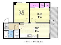 中本ビル 2LDKの間取図画像