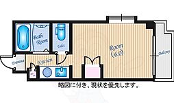 NIKKEI南竹屋2nd 5階ワンルームの間取り