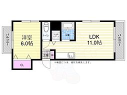 広島電鉄6系統 舟入町駅 徒歩9分の賃貸マンション 2階1LDKの間取り