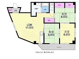広島電鉄5系統 比治山下駅 徒歩13分の賃貸マンション 4階3LDKの間取り