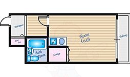 フレスコ京橋江盛ビル 5階ワンルームの間取り