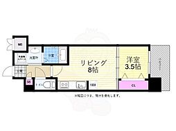 広島電鉄2系統 西観音町駅 徒歩4分の賃貸マンション 12階1LDKの間取り