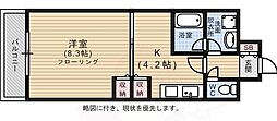 広島電鉄1系統 市役所前駅 徒歩4分の賃貸マンション 7階1Kの間取り