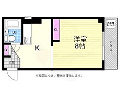 広島電鉄2系統 本川町駅 徒歩2分の賃貸マンション 4階ワンルームの間取り