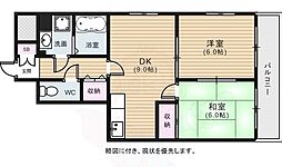 ルクレール三篠 6階2DKの間取り