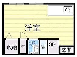 広島電鉄2系統 立町駅 徒歩7分の賃貸マンション 4階ワンルームの間取り