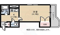 広島電鉄5系統 比治山橋駅 徒歩8分の賃貸マンション 7階1Kの間取り