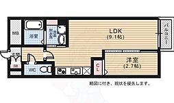 月光南観音弐番館 1階1LDKの間取り