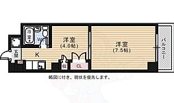 JR山陽本線 横川駅 徒歩6分の賃貸マンション 2階1DKの間取り