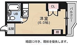 パークサイド中村 ワンルームの間取図画像