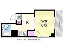 広島電鉄8系統 十日市町駅 徒歩3分の賃貸マンション 6階1Kの間取り