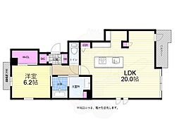 広島電鉄5系統 比治山橋駅 徒歩13分の賃貸マンション 4階1LDKの間取り