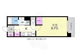 広島電鉄2系統 広島駅駅 徒歩7分の賃貸マンション 12階1Kの間取り