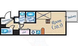 KatayamaBLDG21 8階ワンルームの間取り