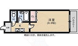 コンフォートNビル 6階1Kの間取り