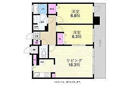 広島電鉄2系統 福島町駅 徒歩14分の賃貸マンション 9階2LDKの間取り