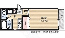 ラ・クープABE 1Kの間取図画像